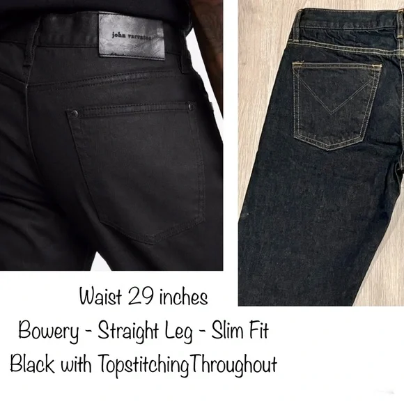 John Varvatos, 29” Waist, Men’s, Black Jeans, Straight Leg, Slim, Designer, NWT! - Picture 6 of 12